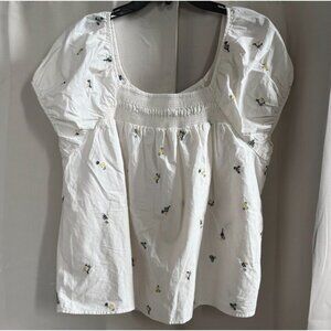 Universal Thread Womens Top Large‎ Floral Puff Sleeve Square Neck Milkmaid 18304